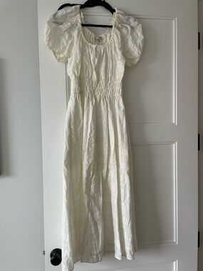 Madewell Cream Puff Sleeve Midi Dress - Cream